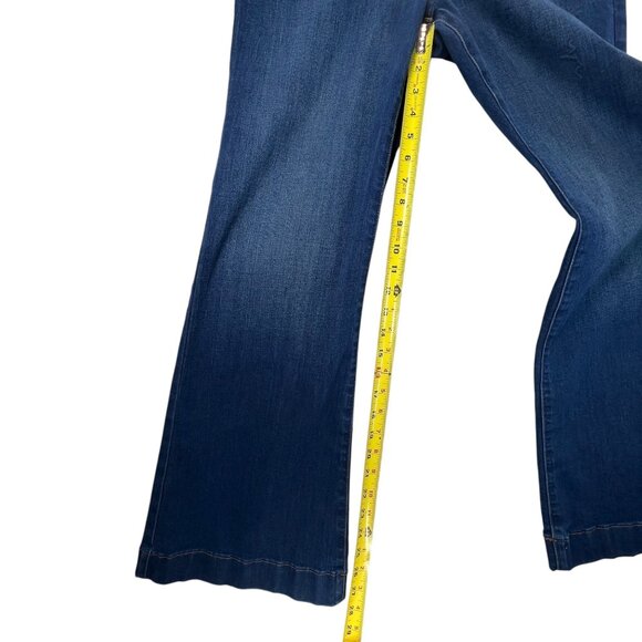 LC Lauren Conrad Super High Rise Flare Jeans Size 12S Denim Blue Dark Wash - Picture 11 of 11